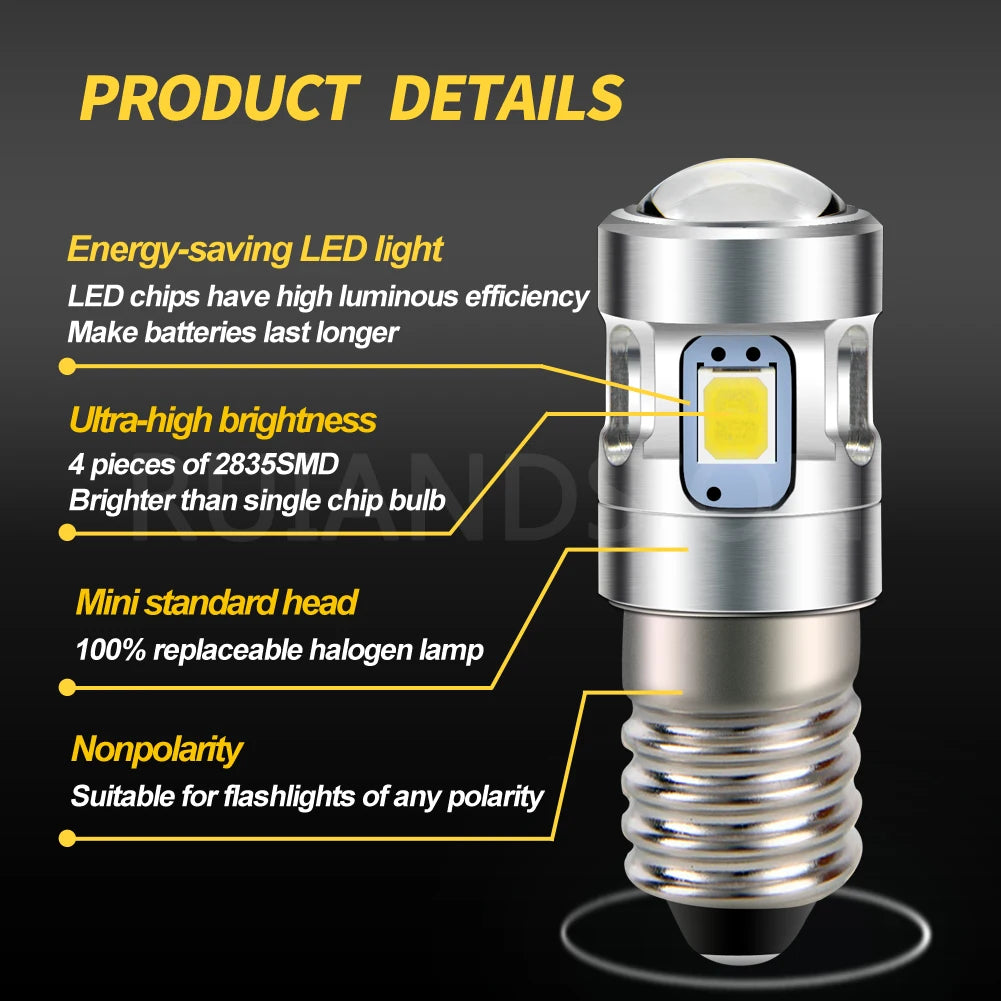 ampoule led e10 500lm 6000k 3000k 12v 4smd 2835 tech argent noir