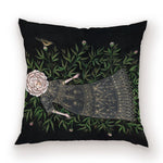 taies d'oreiller carrées fleur vintage polyester blanc décoratives
