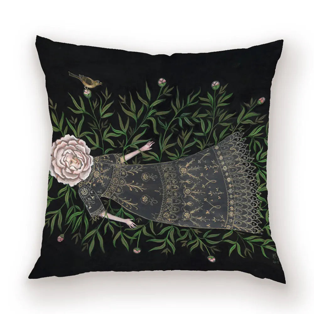 taies d'oreiller carrées fleur vintage polyester blanc décoratives