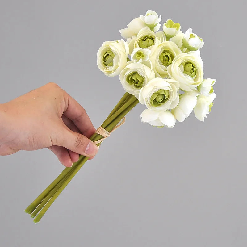 bouquet fleurs artificielles soie rose blanc vert clair moderne élégant décoration intérieur noël mariage