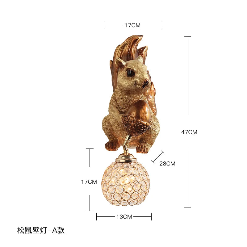 lampe murale or animaux chouette écureuil décoration chambre contemporaine led 249lm 90260v