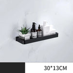 étagère salle bain double niveau murale alliage aluminium noir lisse moderne serviettes pots crèmes