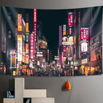 Détail du motif imprimé vie nocturne sur tenture murale en polyester