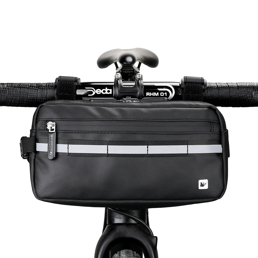 sacoche vélo bleu marine gris étanche bandes réfléchissantes pratique clips compartiment poches sportif