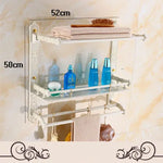 étagère salle bain blanc doré ornements sculptés finition art déco porte serviettes savon brosse