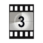 Comptage à rebours de film dans un cadre avec le numéro 3 en noir et blanc.