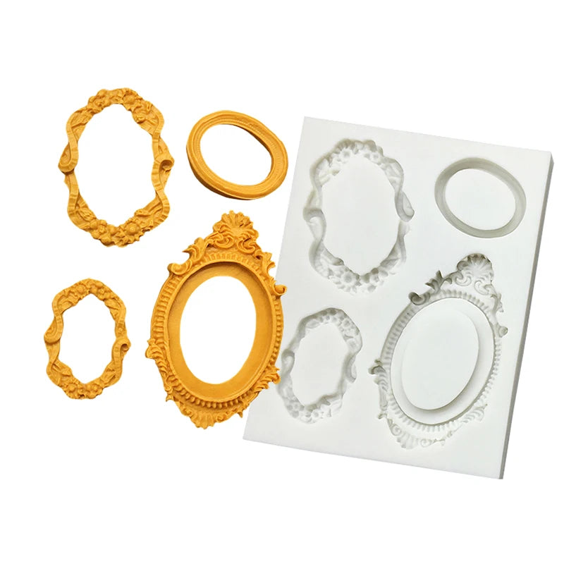 cadres photo silicone doré blanc baroques classiques moules deco fondant cupcakes gâteaux