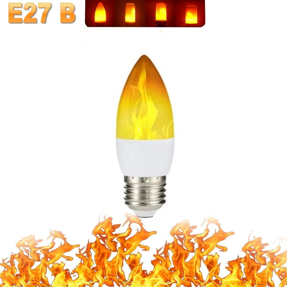 ampoule effet flamme led modes e14 e27 décoration intérieure simulant feu orange blanc