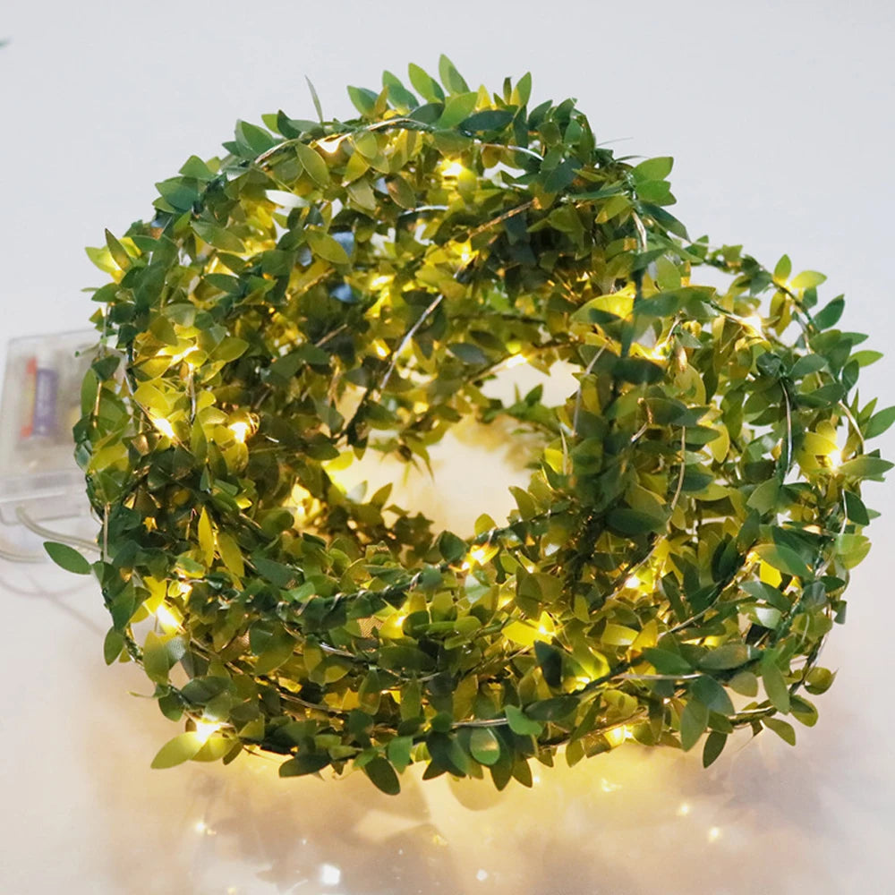 guirlande lumineuse feuilles vertes petites lumières blanches naturel décoratif 10m 5m 3m 2m