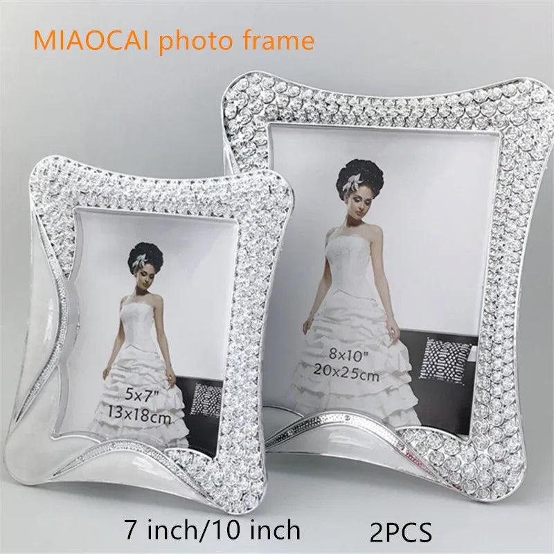 cadre photo argenté strass brillant classique décoration maison cadeau mariage support adhésif noir