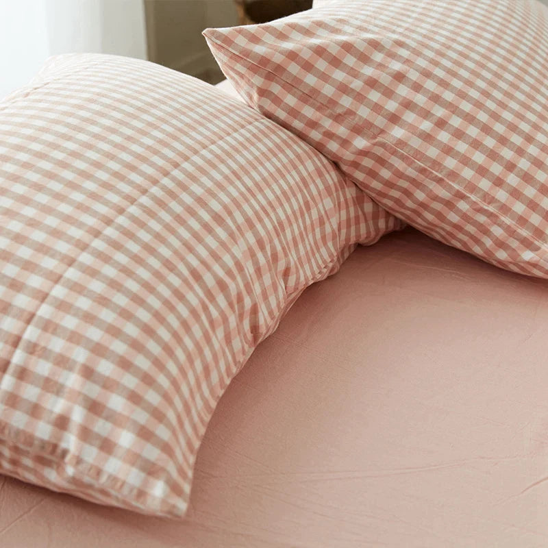 lot deux serviettes bain coton carreaux rose bleu beige gris vert blanc moderne