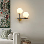 applique murale moderne globes opalescents verre translucide noir doré chambre salon entrée minimaliste