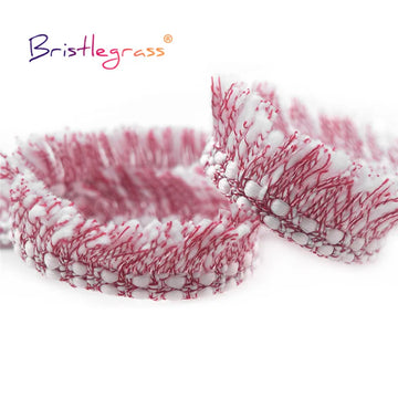 ruban frisé décoratif polyestère blanc vert rose rouge beige franges motifs floraux 25mm 10yards