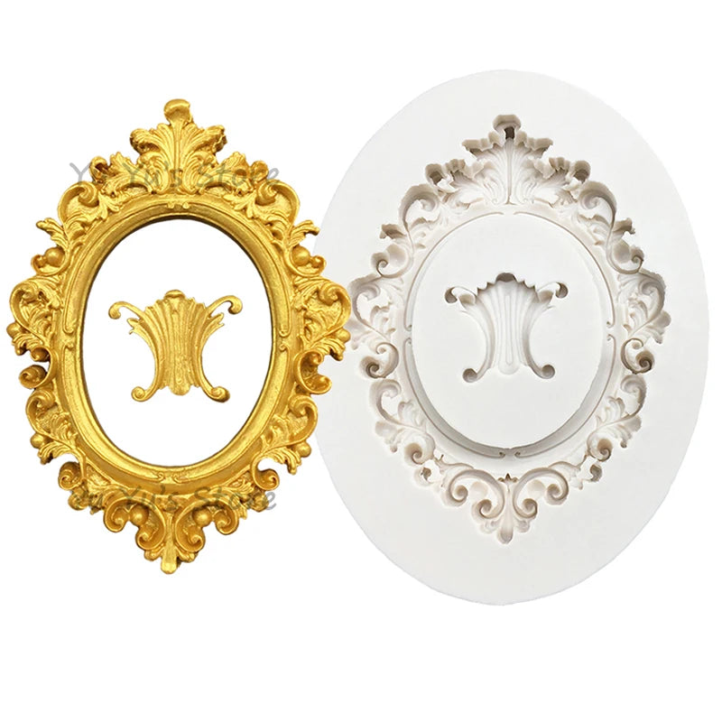 cadres photo silicone doré blanc baroques classiques moules deco fondant cupcakes gâteaux
