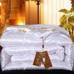 couette soie mûrier motif floral blanc coton polyester 200x230cm été élégante lavable adhésive