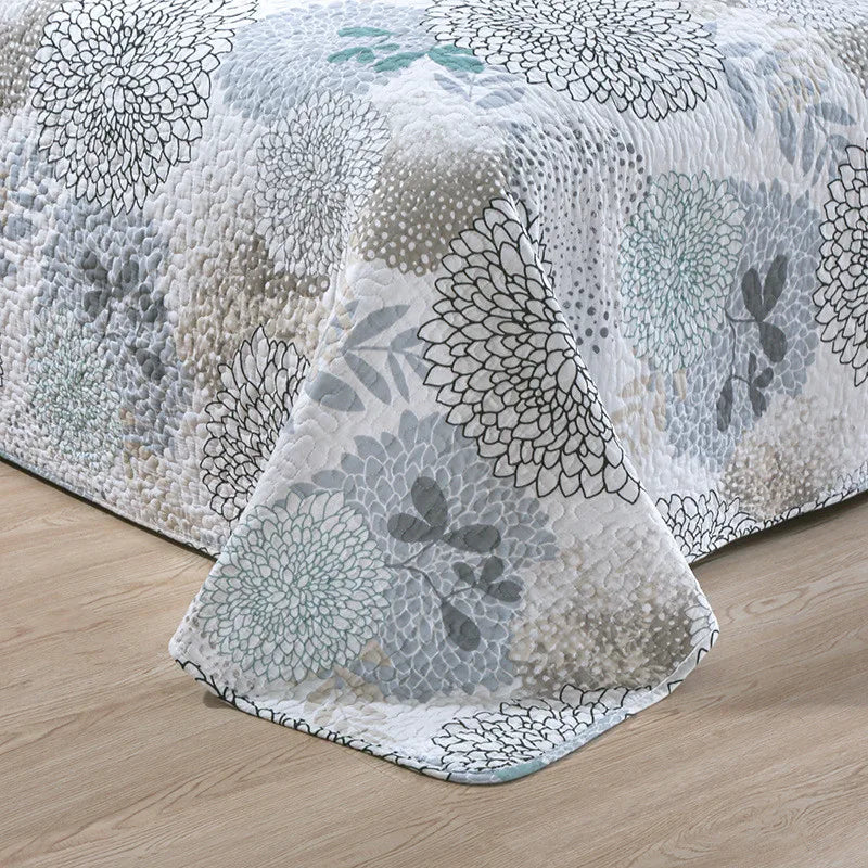 ensemble couette couverture matelassée motifs floraux coton quilté maison toutes saisons