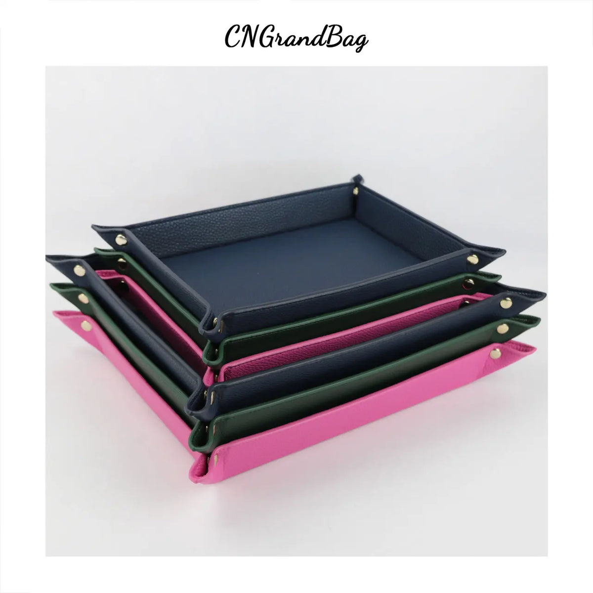 plateau rangement cuir grained rouge bleu marine vert rose marron moderne pince bijoux parfum