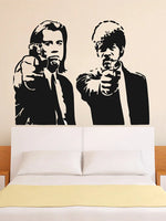 sticker mural noir personnages armes artiste deco intérieure silhouettes opacité classique chambre salon