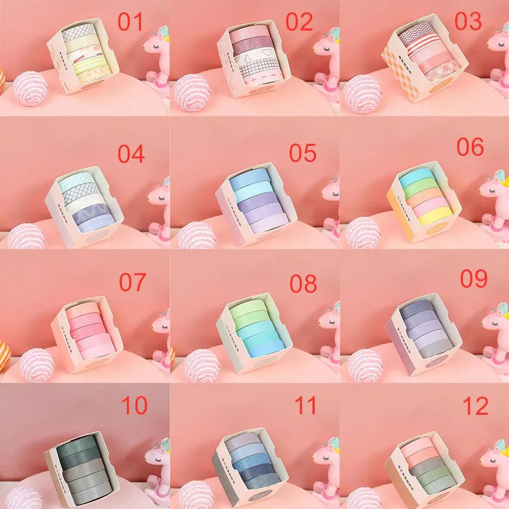 ruban adhésif décoratif washi tape masking tape 12 moderne minimaliste bleu vert rose gris