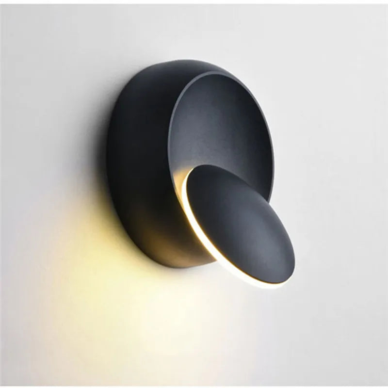 Applique murale LED ronde moderne blanc noir rotation 360 degrés éclairage chambre entrée étude