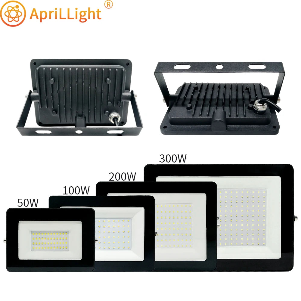 projecteur led noir moderne ip66 50w 100w 200w 300w câbles bleus
