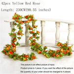 guirlande artificielle fleurs roses feuilles vertes décoration maison jardin mariage festive naturelle
