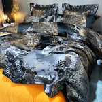 ensemble literie moderne noir or brillant couvre lit taies oreiller king size