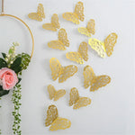 décoration murale papillons adhésifs or rose pâle modernes 12 pièces perforés élégants chambre salon