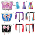 panier vélo enfant violet bleu noir moderne rayures points clips ruban décoratif