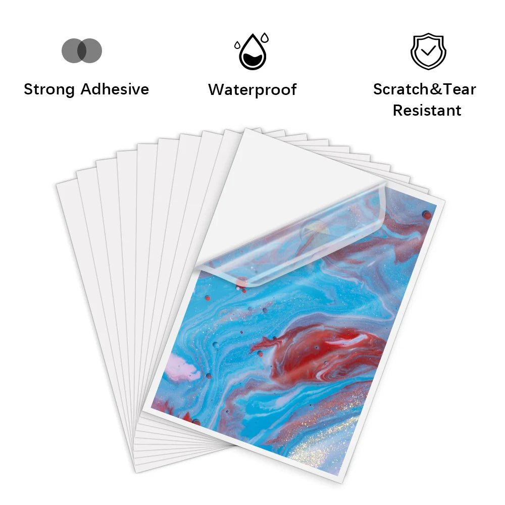 papier autocollant transparent imprimable vinyle a4 toutes imprimantes jet d'encre holographique multicolore moderne
