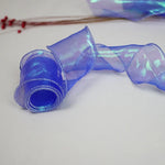 ruban organza holographique violet rose vert bleu blanc moderne élégant semi transparent 6cm 5yards