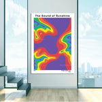 Toile d'art contemporaine abstraite toile violet rouge vert jaune bleu liquide ondulé minimaliste 2021