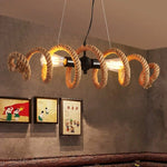 suspension lumineuse industrielle corde tressée marron clair noir filaments led tactile