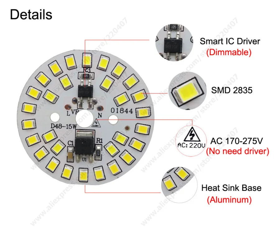 plaque led aluminium smd blanc pilote ic intégré éclairage panneau intérieur moderne