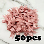 rubans satinés nœuds rose pâle classique opaques tissus décoratifs manuels fêtes 8.5cm 50 pièces