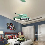 Suspension char militaire vert jaune contemporaine télécommande chambre salon étudié