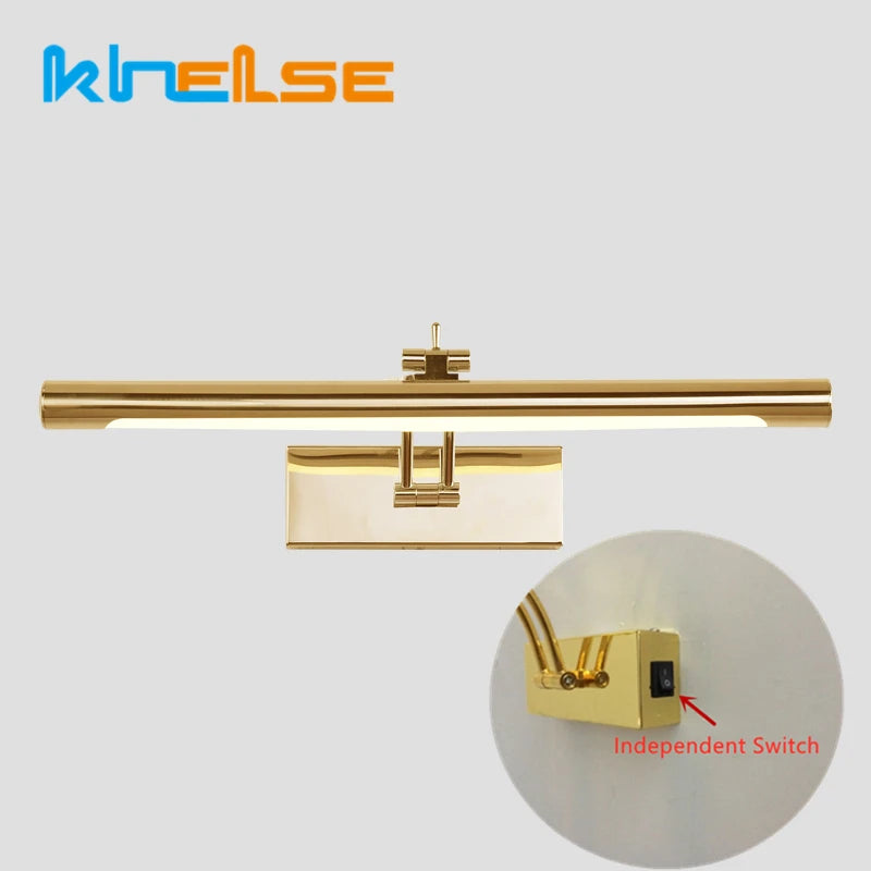 Applique murale LED dorée pour vanité de salle de bains