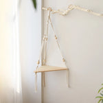 étagère murale suspendue macramé bois bois franges décoration boho chambre salon