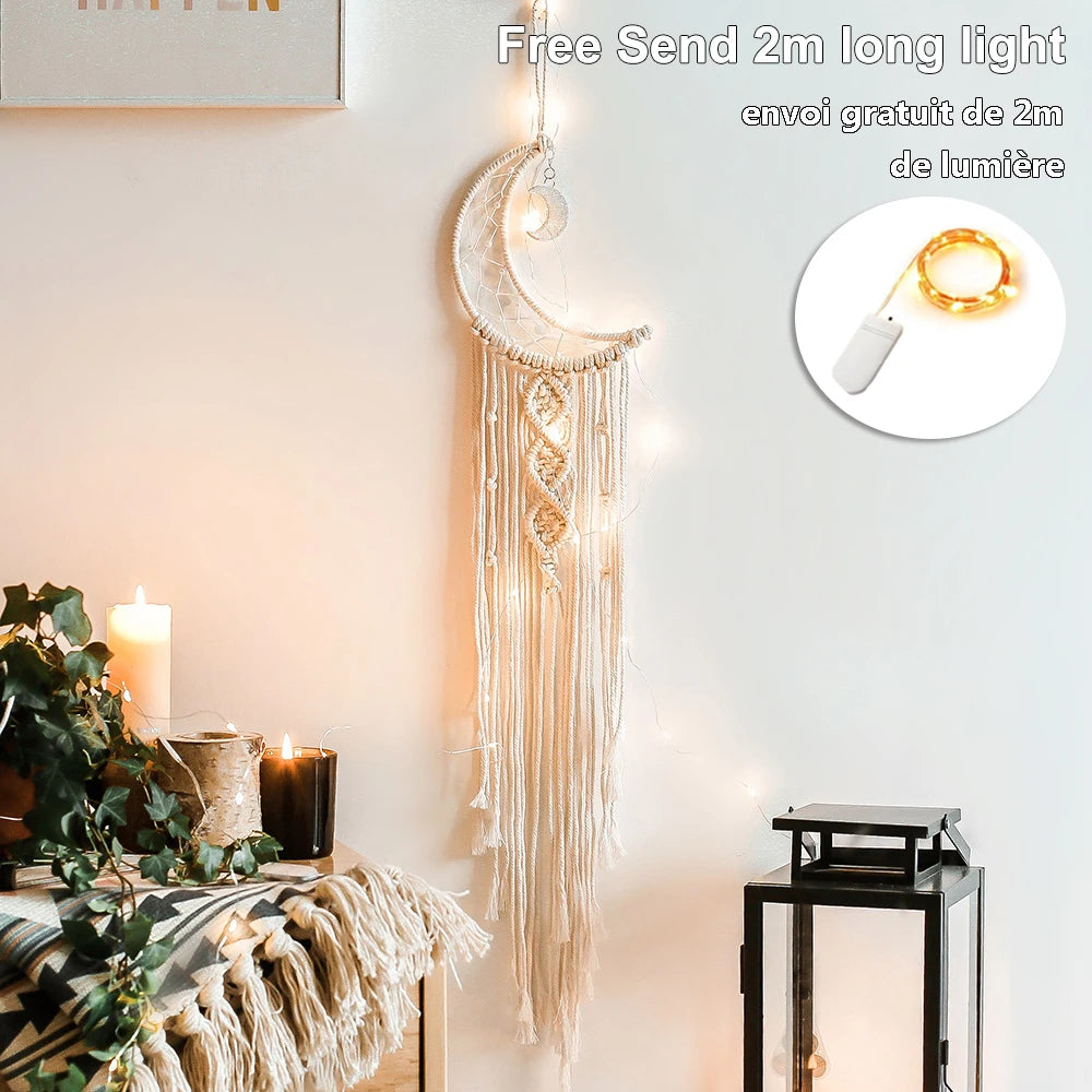 attrape rêves boho macramé franges chambre enfant décoration nordique moderne mascotte textile