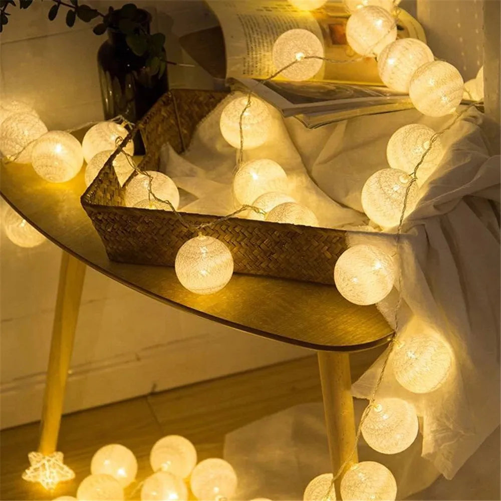 guirlande lumineuse led coton texturé moderne rose blanc bleu vert violet halloween noël chambre