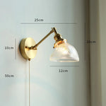 lampe murale moderne or transparent interrupteur câble fixation 22cm 18cm