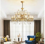 lustre cristal doré fleur transparent classique 18 bras suspension chambre salon
