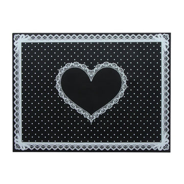 serviettes silicone points blancs noir rose bordure dentelle nail art classique coeurs pliableswasher resistant