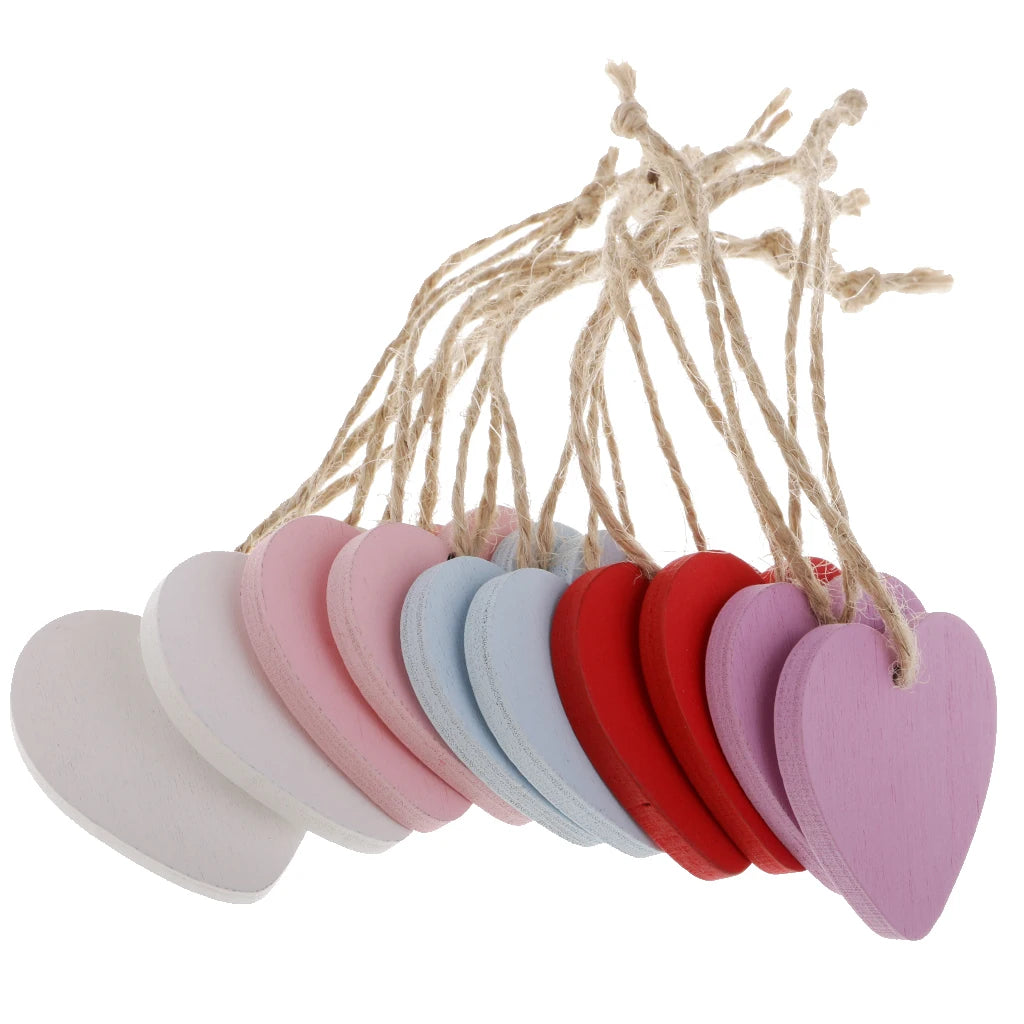 décoration murale coeurs bois blanc rose rouge simple rustique cordons jute