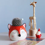 cache pot animaux cartoon cactus ours girafe renard chat fleur verte porcelain moderne