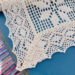 nappe dentelle géométrique florale vintage blanche bleu turquoise shabby chic