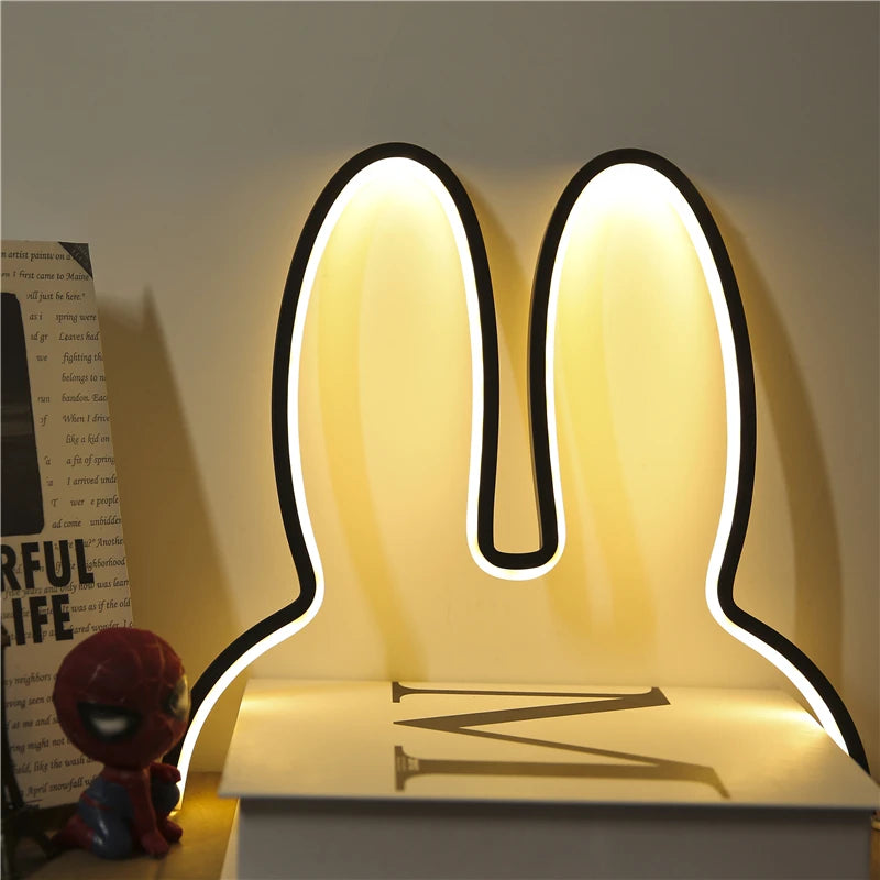 veilleuse led lapin moderne minimaliste câble interrupteur blanc chambre étude lumière nocturne deco chambre