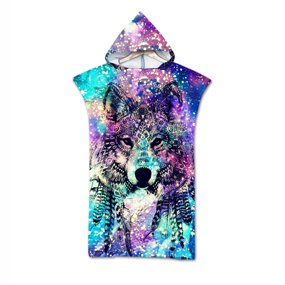 robe bain poncho imprimé animaux rapide séchage microfibre moderne colorée adultes enfants