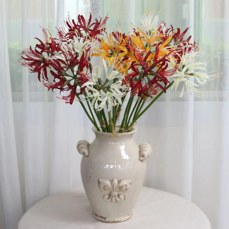 fleurs artificielles rouge blanches jaunes bleues modernes décoration maison mariage anniversaireextérieur