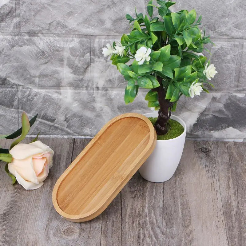 assiettes bambou naturel moderne rustique grain bois plante artificielle fleur gobelet savon liquide
